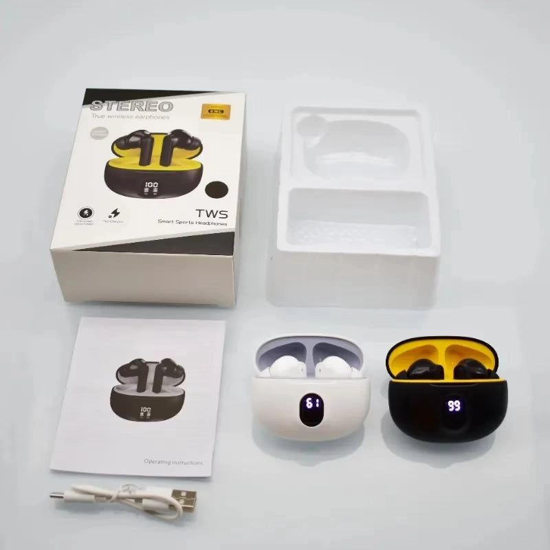 Stereo 895B Wireless Bluetooth Earbuds With Mic LED Display Type C Fast Charging
